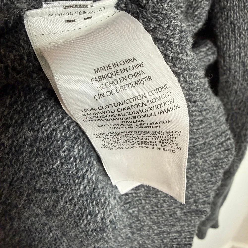 Polo Ralph Lauren Quarter Zip Sweater Grey Cotton Pony Logo Classic Preppy Large
